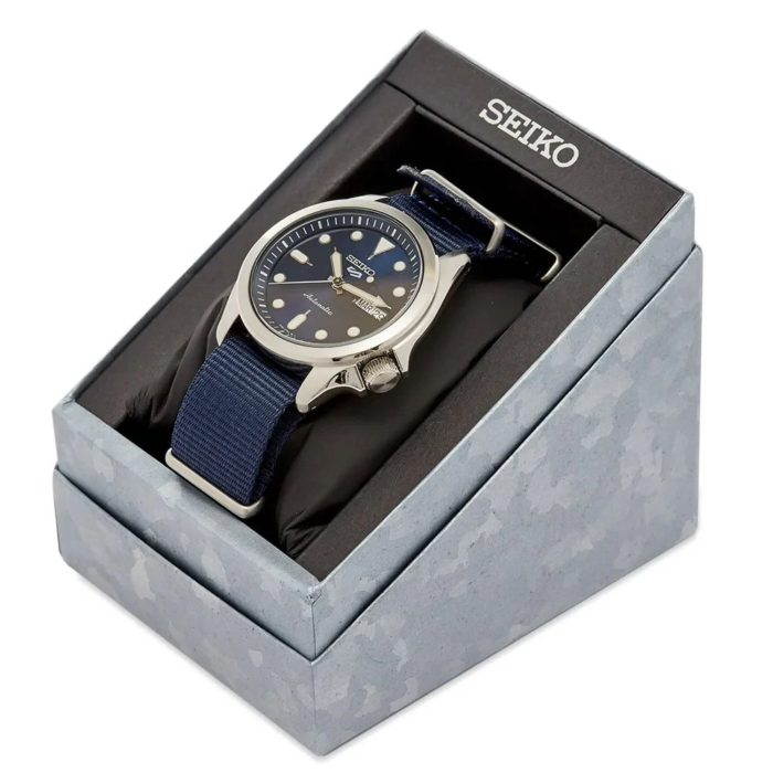 Seiko 5 Sports Automatic Blue Dial Blue Nylon Strap Watch for Men - SRPE63K1 - Image 8